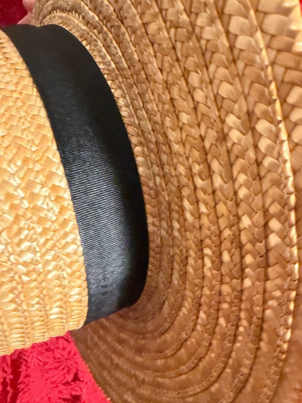 Women's Lack of Color Tan Spencer Straw Boater Hat w/Black Ribbon Size Med - Picture 7 of 9